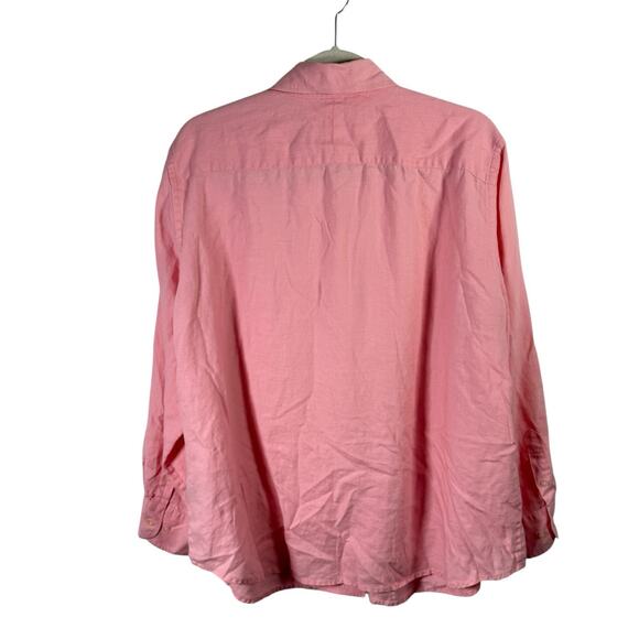 Lauren Ralph Lauren Pink Button Front Shirt 100% Linen Coastal Womens Plus 1x - Picture 5 of 5